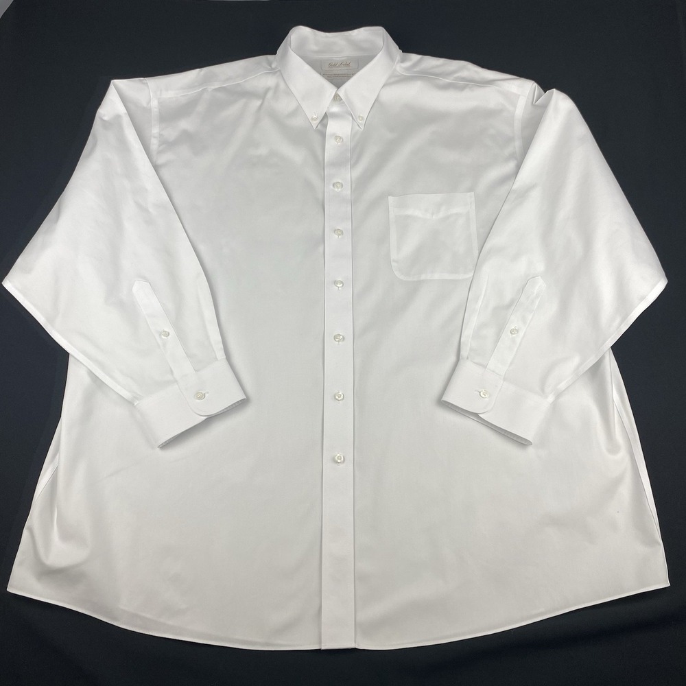 Roundtree & Yorke Gold Label Dress Shirt Mens 19-35 BIG White Non Iron - Picture 3 of 7